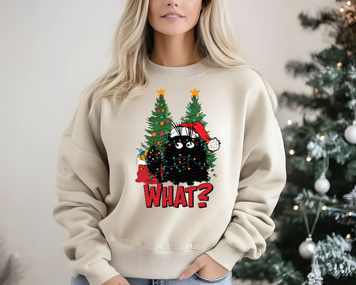 What? Christmas Cat DTF TRANSFER