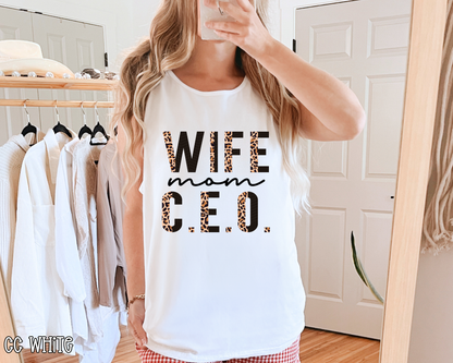 Wife Mom CEO Half Leopard DTF TRANSFER