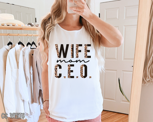 Wife Mom CEO Half Leopard DTF TRANSFER