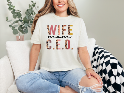 Wife Mom CEO Half Leopard DTF TRANSFER