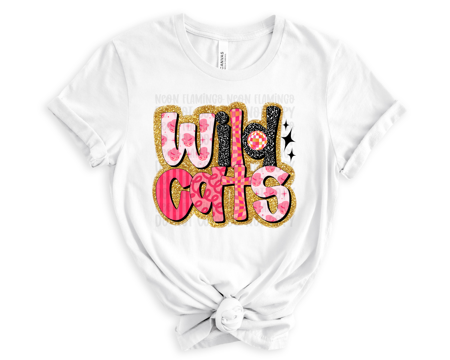 Wildcats Pink Retro Glitter DTF TRANSFER