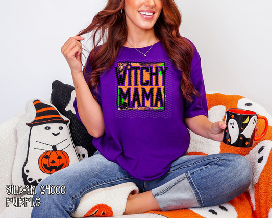 Witchy Mama Square Orange DTF TRANSFER