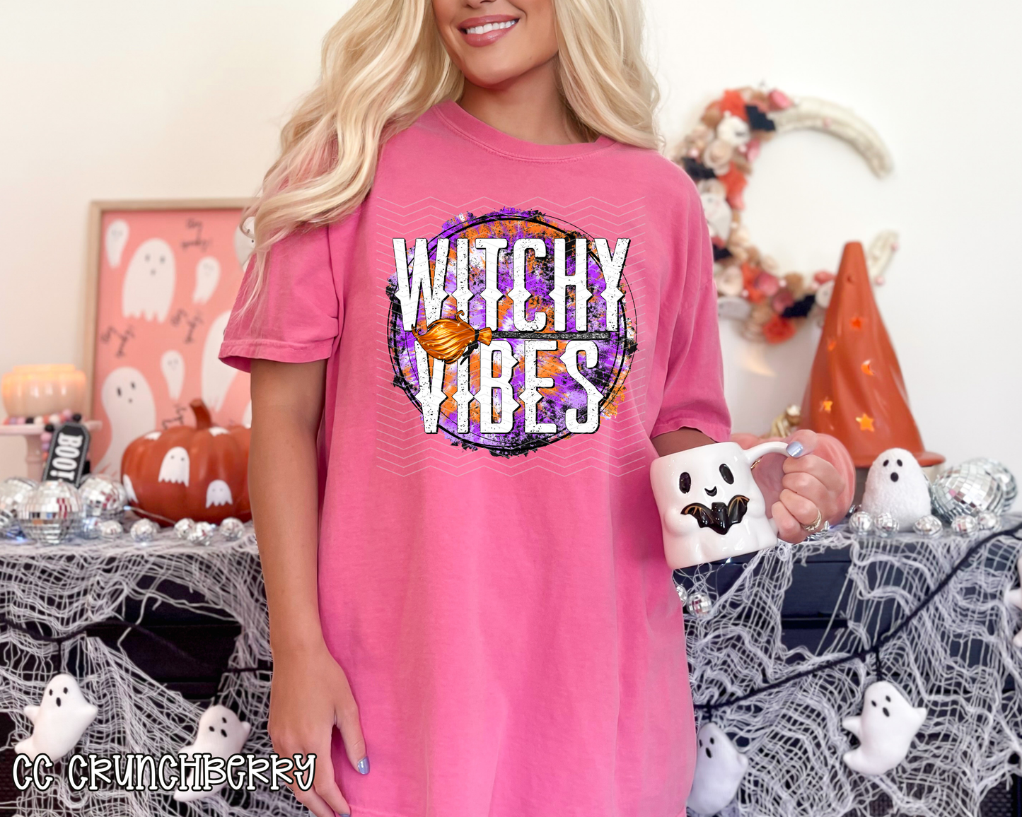 Witchy Vibes Broomstick Tie-Dye DTF TRANSFER