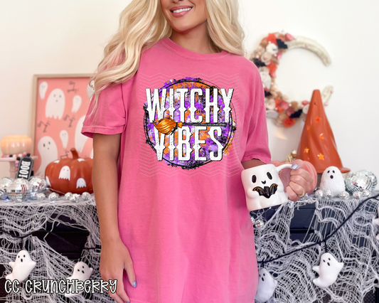 Witchy Vibes Broomstick Tie-Dye DTF TRANSFER