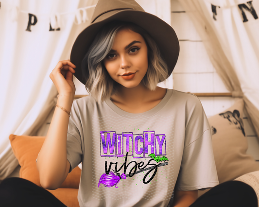 Witchy Vibes Purple Broomstick DTF TRANSFER