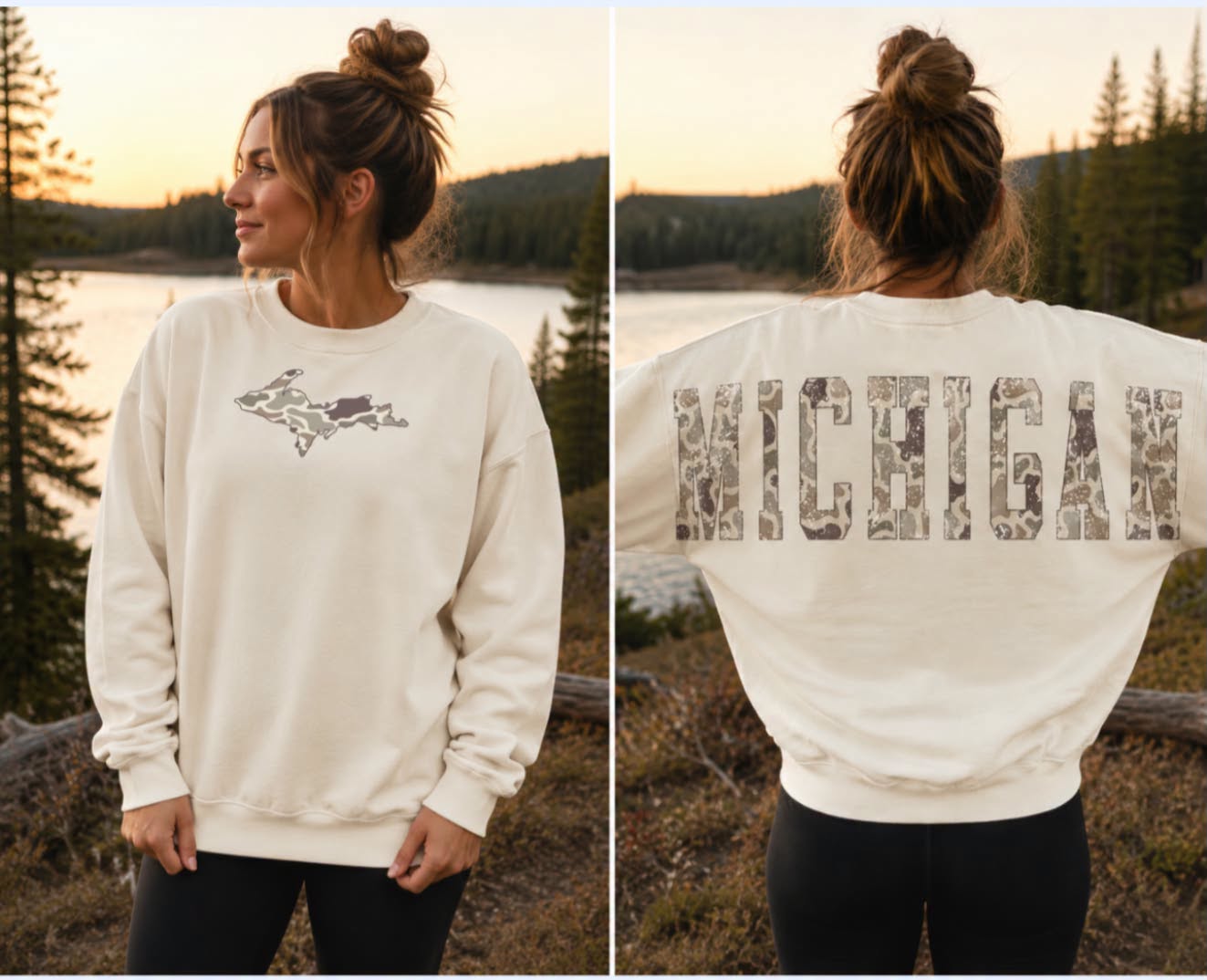Womens Front Back Mock Ducks Camo Michigan DTF TRANSFER