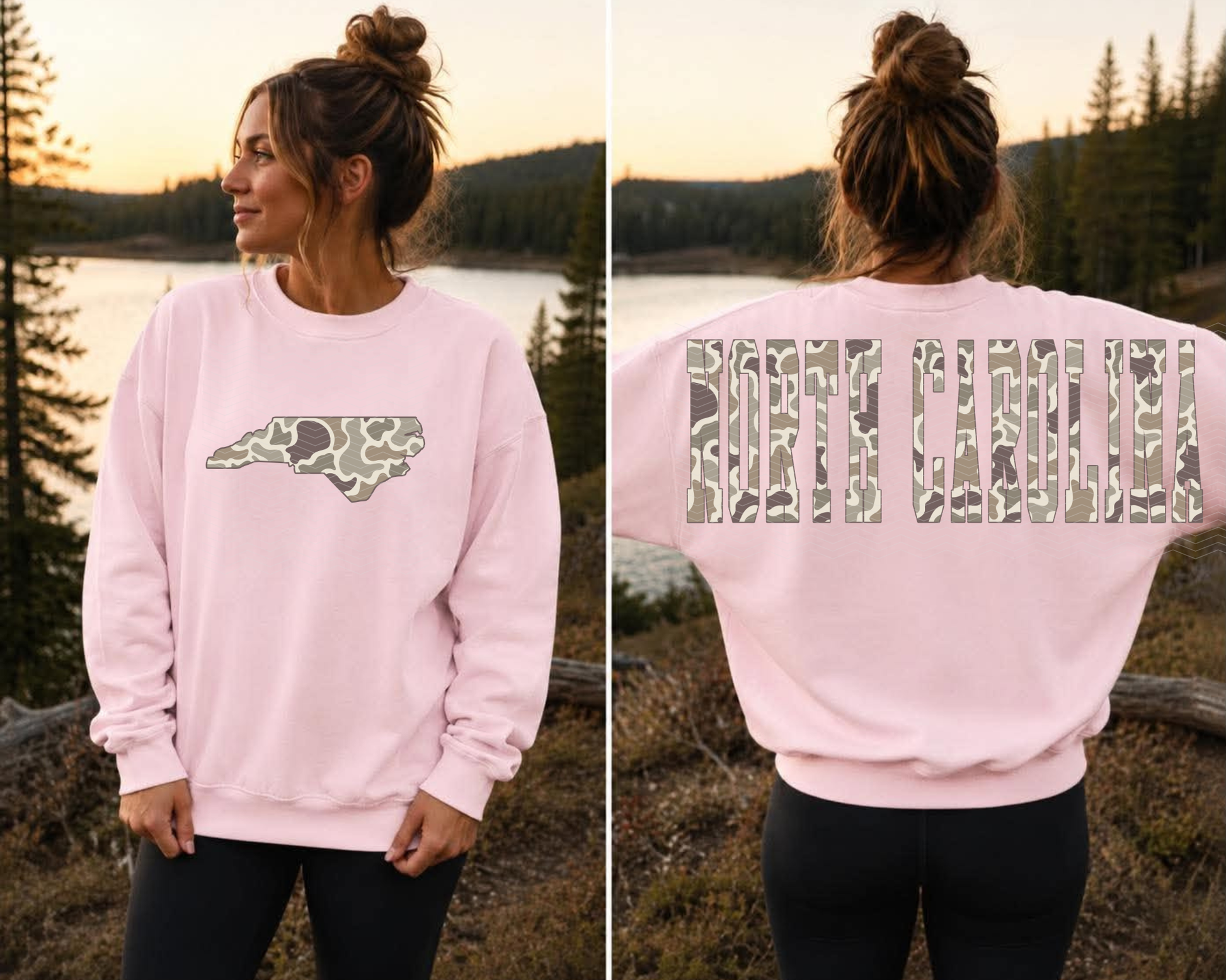 Womens Front Back Mock Ducks Camo North Carolina Camo DTF TRANSFER