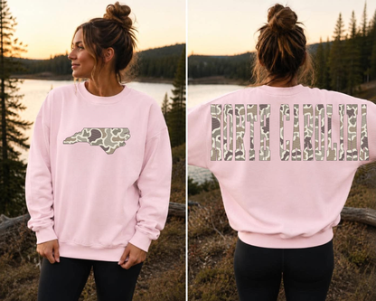 Womens Front Back Mock Ducks Camo North Carolina Camo DTF TRANSFER