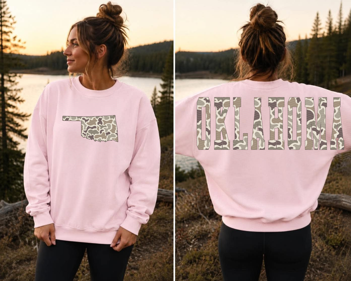 Womens Front Back Mock Ducks Camo Oklahoma DTF TRANSFER