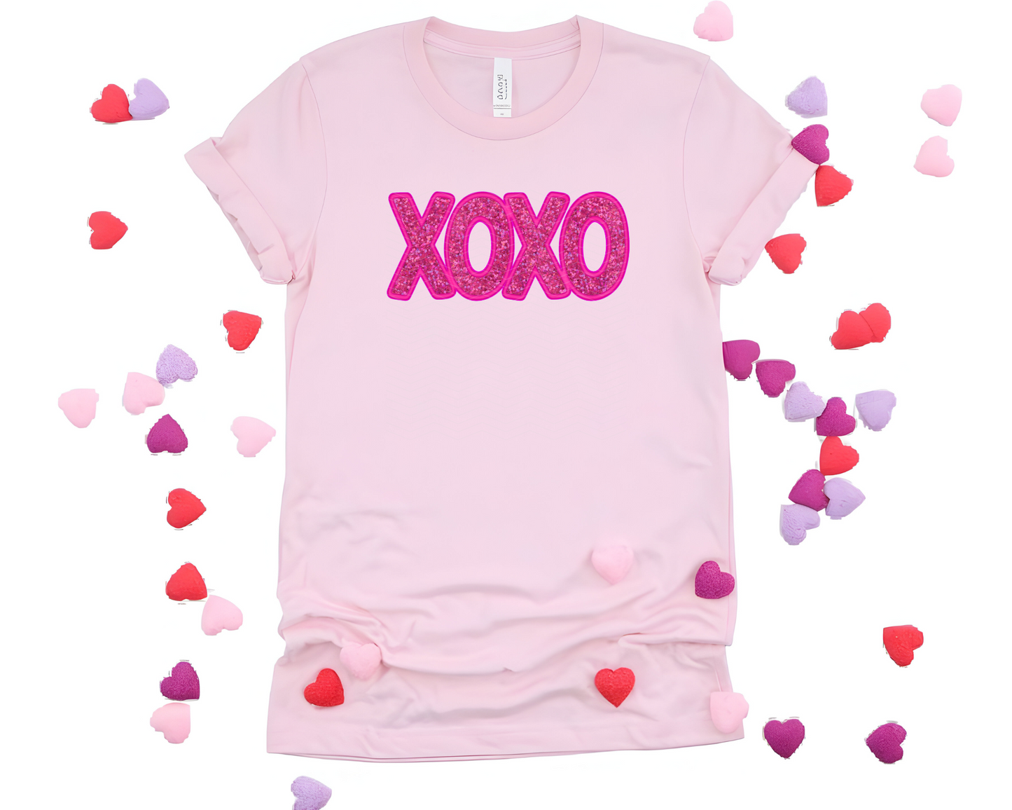 XOXO Faux Embroidery Hot Pink DTF TRANSFER