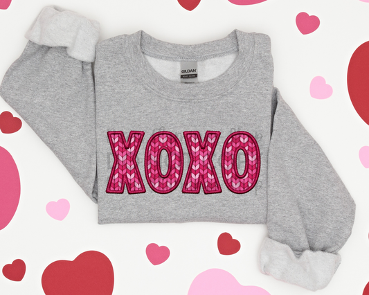XOXO Faux Embroidery Pink Wool DTF TRANSFER