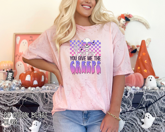 You Give Me The Creeps Checkered Skellie DTF TRANSFER