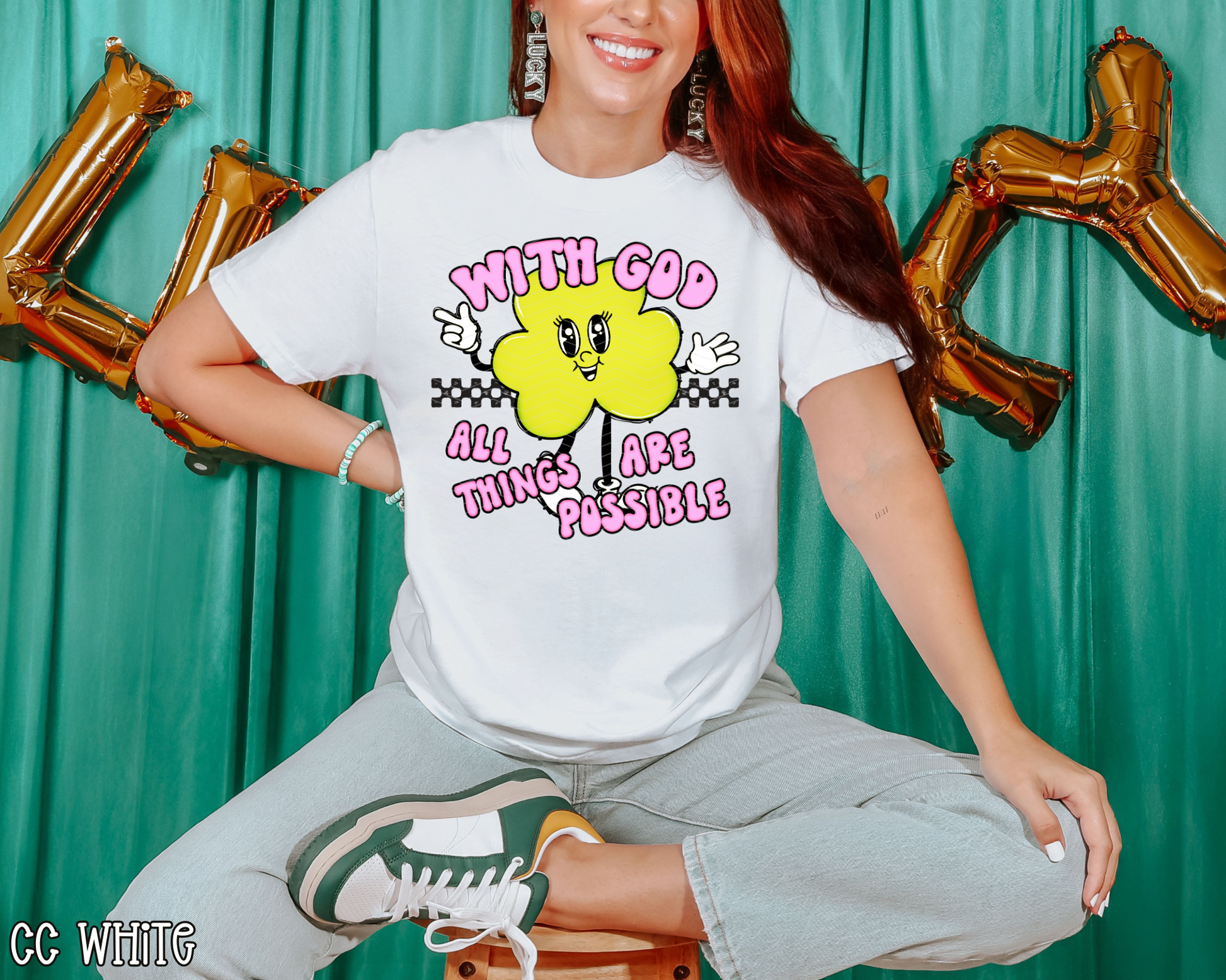 With God All Things Are Possible Shamrock DTF TRANSFER