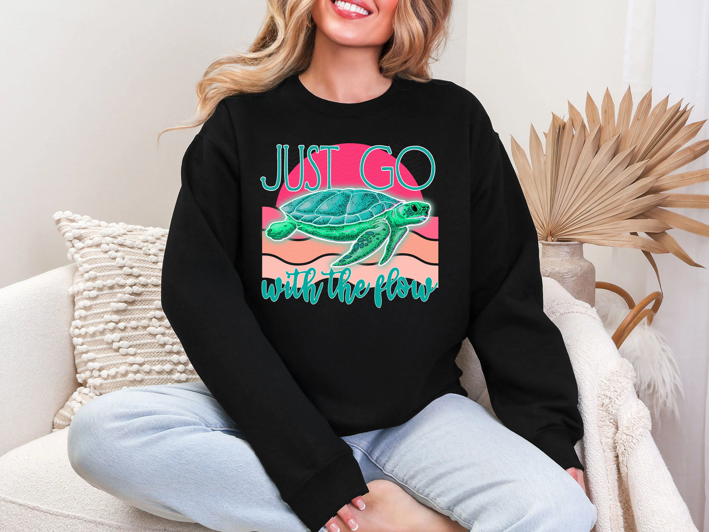 Just Go With the Flow Sea Turtle DTF TRANSFER