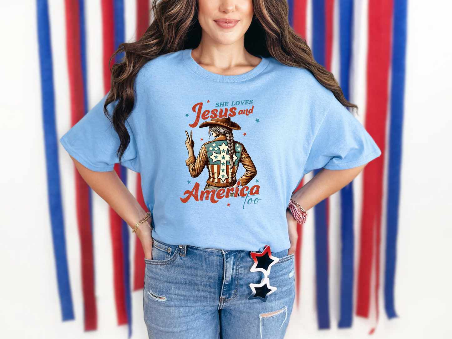 She Loves Jesus And America Too DTF TRANSFER