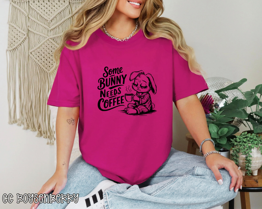 Some Bunny Needs Coffee Black DTF TRANSFER
