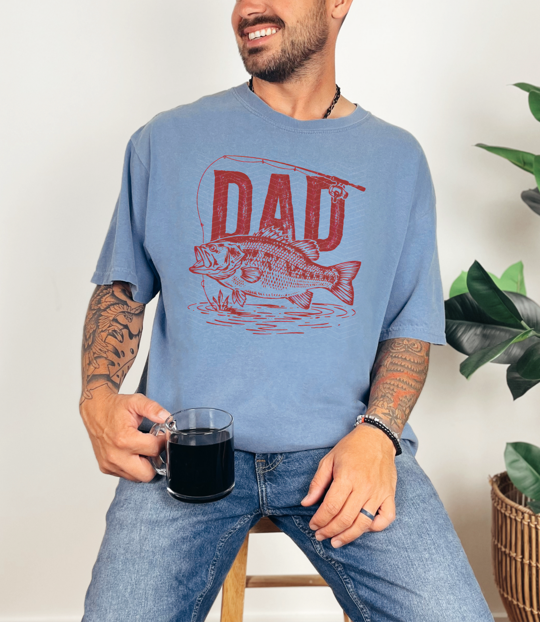 Dad Fish Red DTF TRANSFER