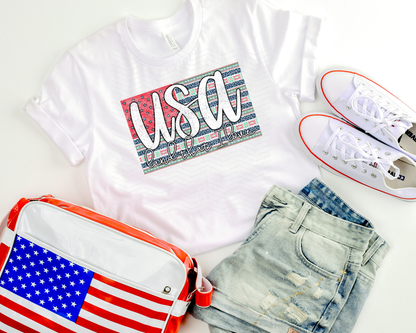 USA Flag Land That I Love America Red Mint DTF TRANSFER