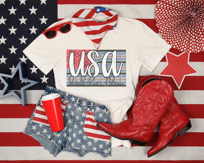 USA Flag Land That I Love America Red Green DTF TRANSFER