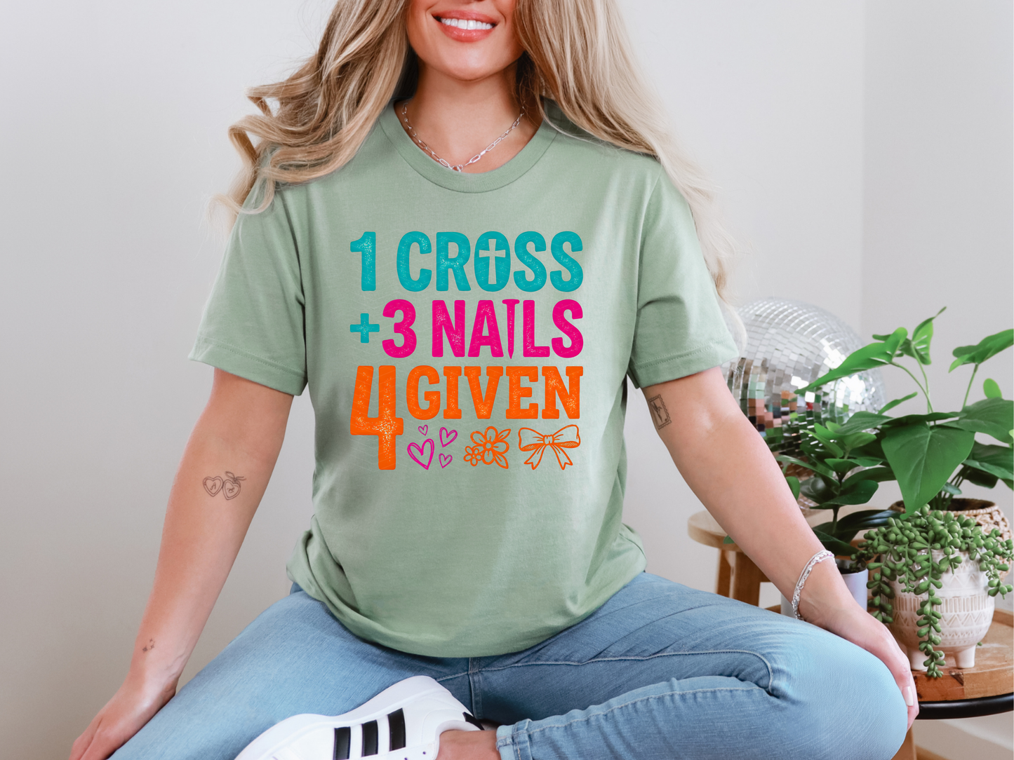 1 Cross 3 Nails 4 Given Bright DTF TRANSFER