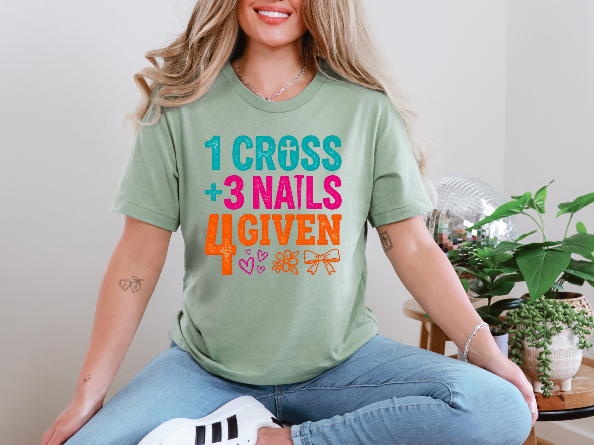 1 Cross 3 Nails 4 Given Bright DTF TRANSFER