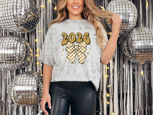 2026 Bow Gold Checkered DTF TRANSFER