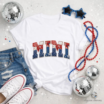 Mimi Patriotic Patchwork DTF TRANSFER