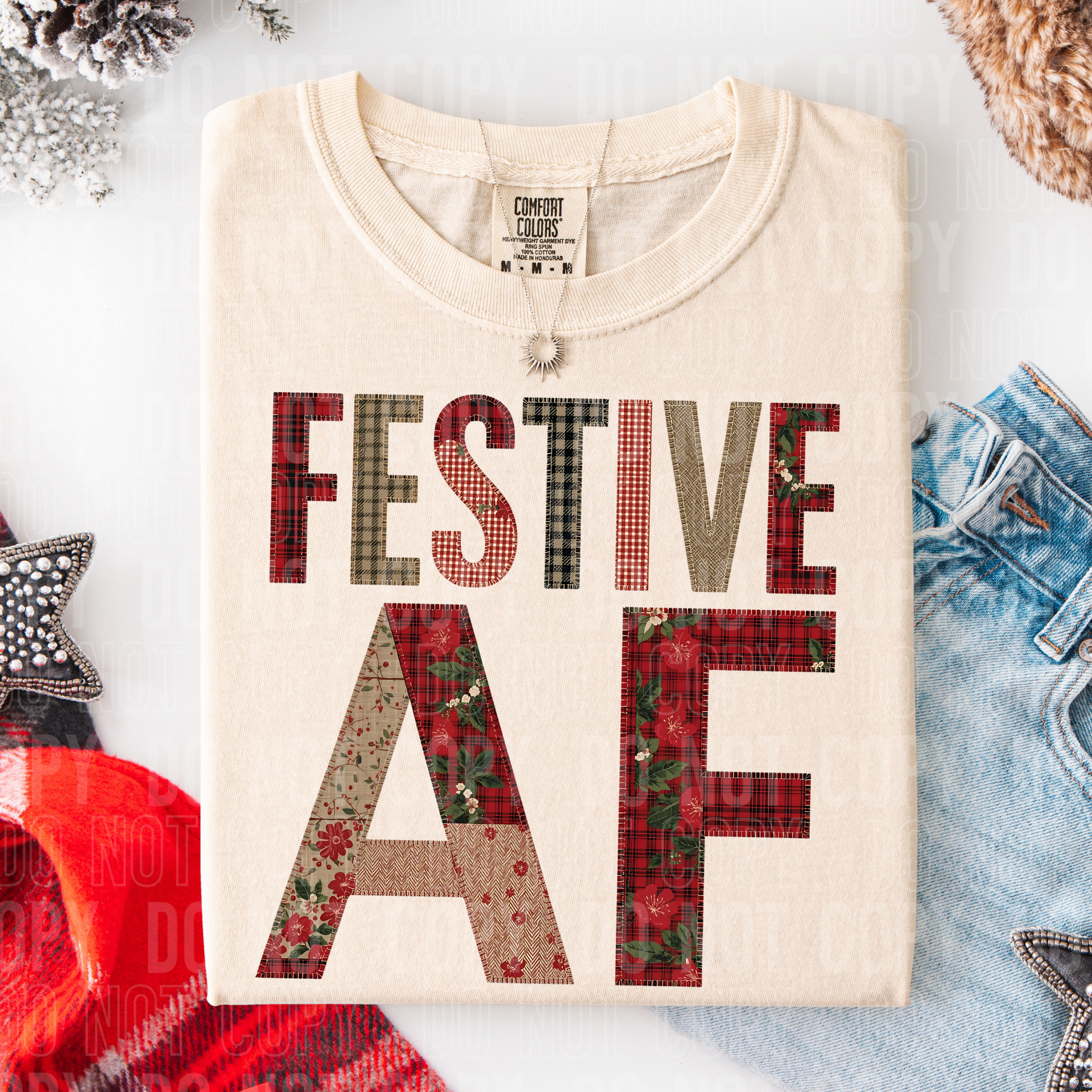 Festive AF Patchwork DTF TRANSFER