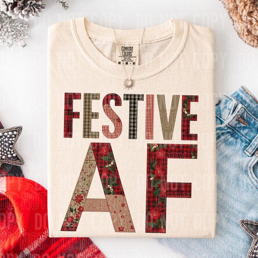 Festive AF Patchwork DTF TRANSFER