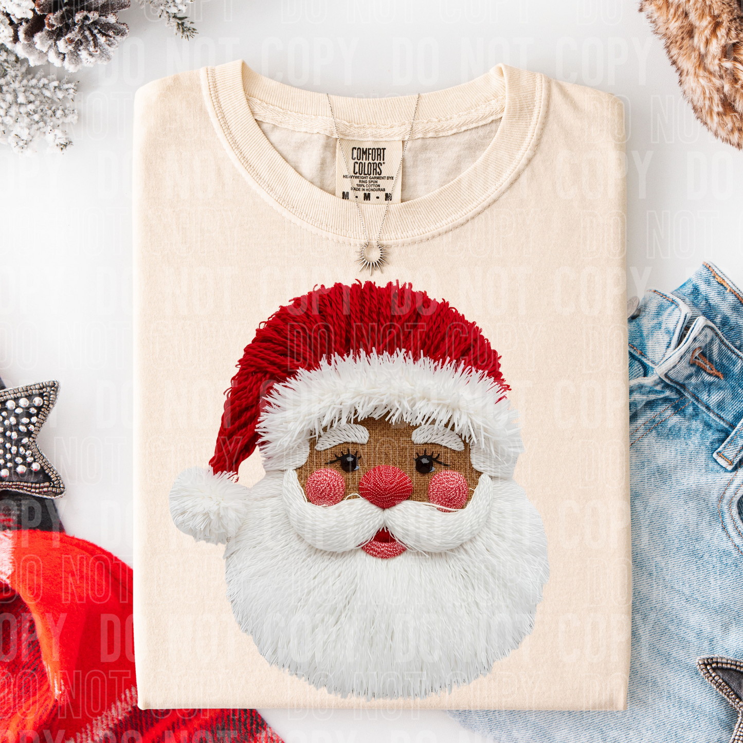 Faux Yarn Santa Medium Skin DTF TRANSFER