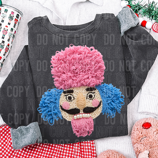 NUTCRACKER PINK BLUE PEARLS Faux Yarn DTF TRANSFER