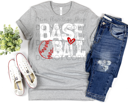 Baseball Heart white