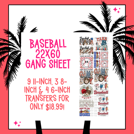 Baseball Pre-Made Gang Sheet - 22x60