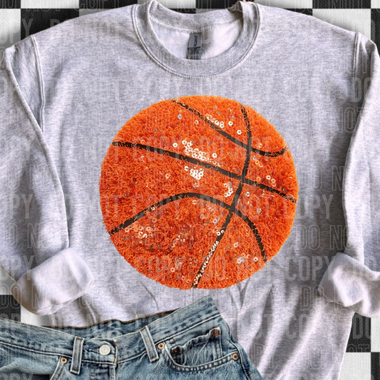 Basketball Faux Yarn Sequin DTF TRANSFER