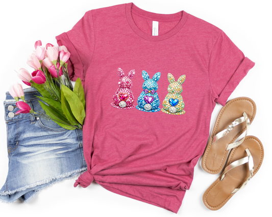 Rhinestone Easter Bunny Trio DTF TRANSFER