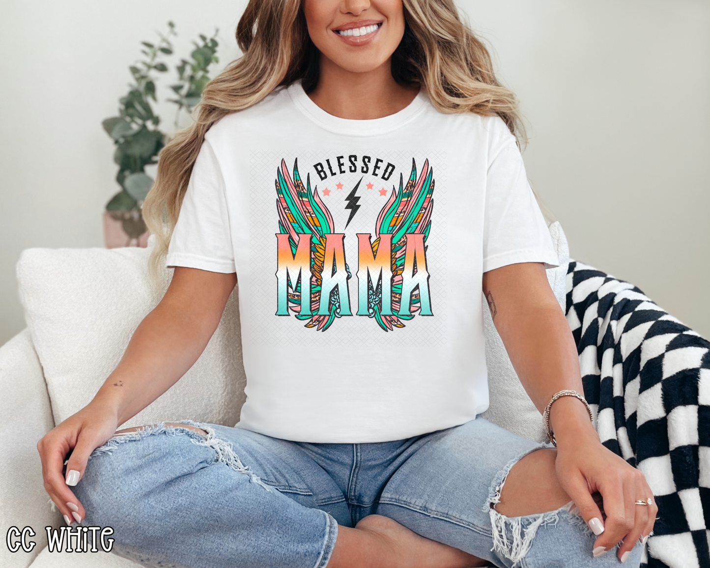 blessed mama wings retro DTF TRANSFER