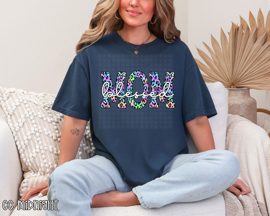 blessed mom colorful leopard DTF TRANSFER