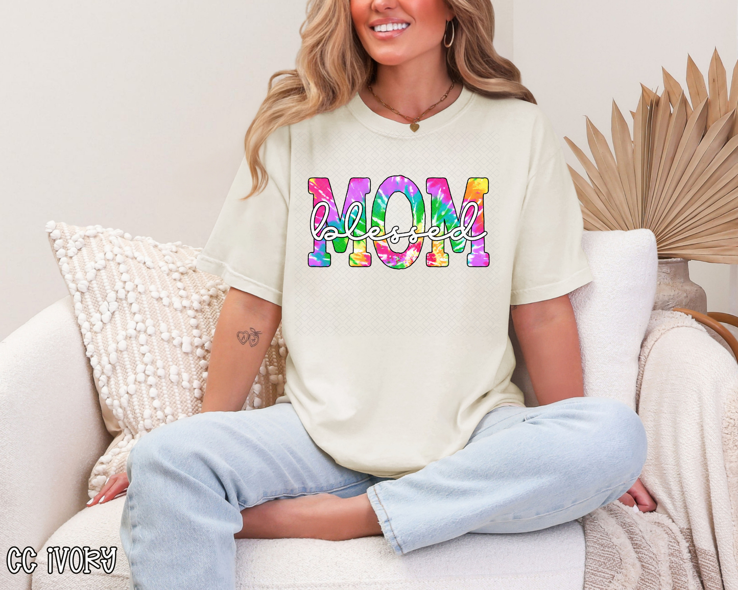 blessed mom tie dye DTF TRANSFER