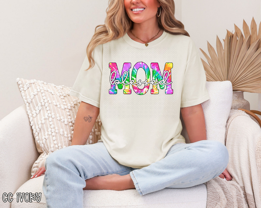 blessed mom tie dye DTF TRANSFER