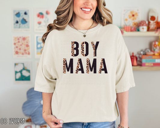 boy mama half leopard black DTF TRANSFER