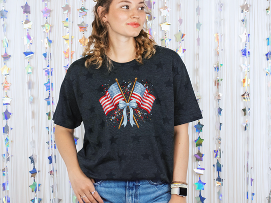 Paint Splatter Flags Bow DTF TRANSFER