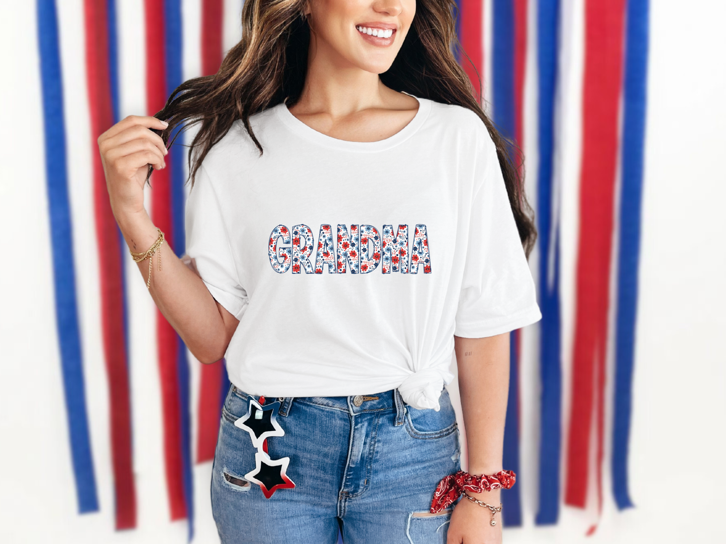 Grandma Patriotic Floral DTF TRANSFER