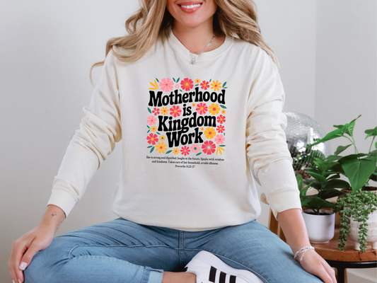 Motherhood Is Kingdom Work Floral DTF TRANSFER