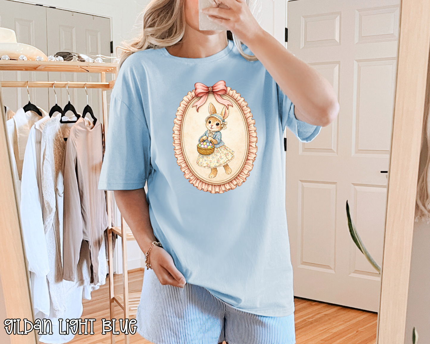 Vintage Thrifted Easter Bunny Floral Dress Frame DTF TRANSFER