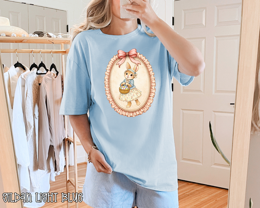 Vintage Thrifted Easter Bunny Floral Dress Frame DTF TRANSFER