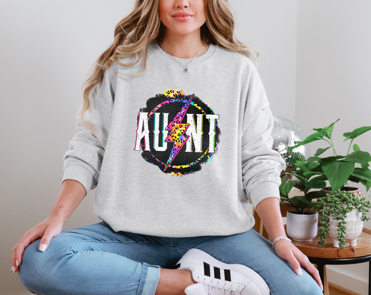 Aunt Rainbow Lightning Leopard DTF TRANSFER