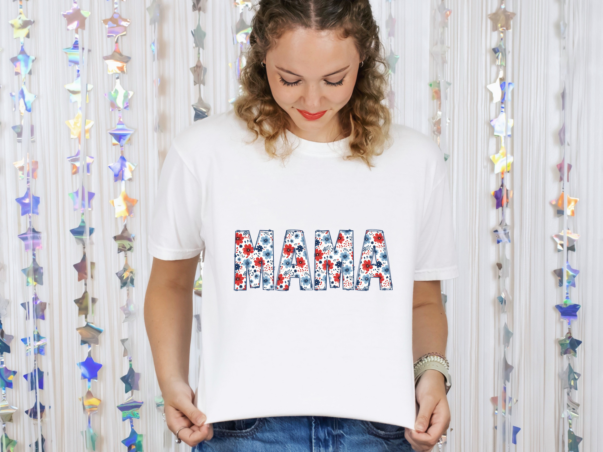 Mama Patriotic Floral DTF TRANSFER