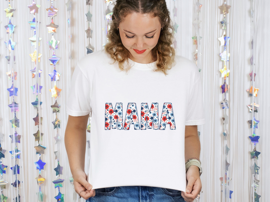 Mama Patriotic Floral DTF TRANSFER