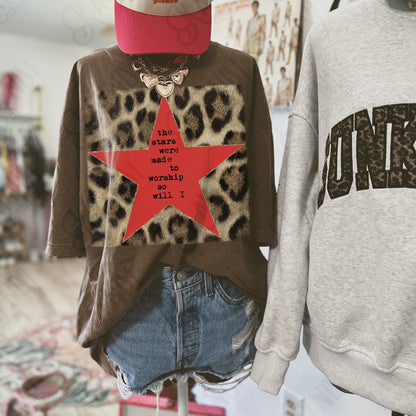 If The Stars Were Made To Worship So Will I Leopard Red DTF TRANSFER