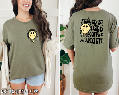 Fueled By & Anxiety Smiley Words DTF TRANSFER